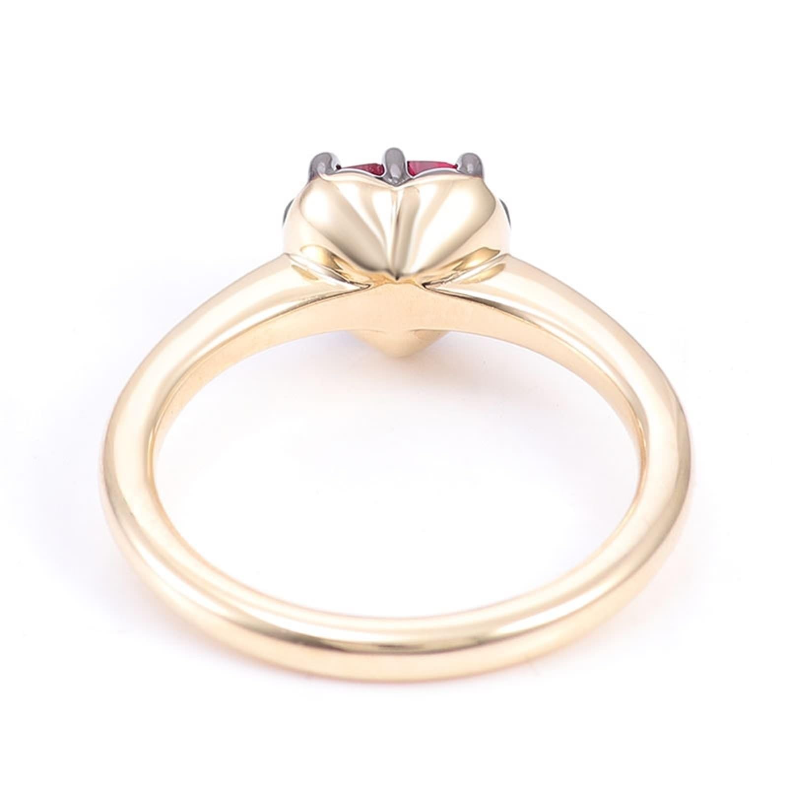 Bague d'amitié en or véritable au 375/585/750 avec taille cœur 1/2/3 carats - Créée en laboratoire - Rubis rouge, or jaune 9 K/14 K/18 carats - Sans allergènes