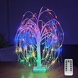 Pete Mici 96LED Willow Tree Lights,20-inch 8 Modes Table Artificial White Tree,Willow Christmas Tree Light for Indoor Party Home Bedroom Shelf Decor,Multicolor