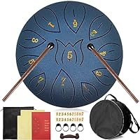 Purpledi Tongue Drum 11 Noten 6 Zoll, Zungentrommel Scheibentrommel, Steel Pan Töne Schlaginstrument Hand Pan Drum Percussion Instrument mit Schlägeln,Fingerpick,Musikbuch und Bag (A)