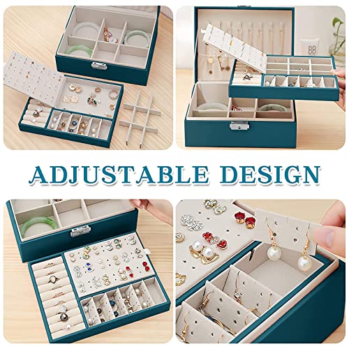 Sycaron Jewelry Box Organizer Large, 2 Layer Jewelry Storage Case Pu Leather Soft Lining Travel Jewelry Case With Lock For Women And Girls Rings Earrings Necklace Bracelets Watches, Green #TOP3