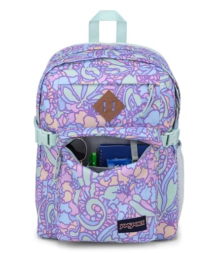 Image of JanSport Main Campus Backpack - Travel or Work backpack w 15-Inch Laptop Sleeve and Dual Water Bottle Pockets, Floral Pastel Lilac