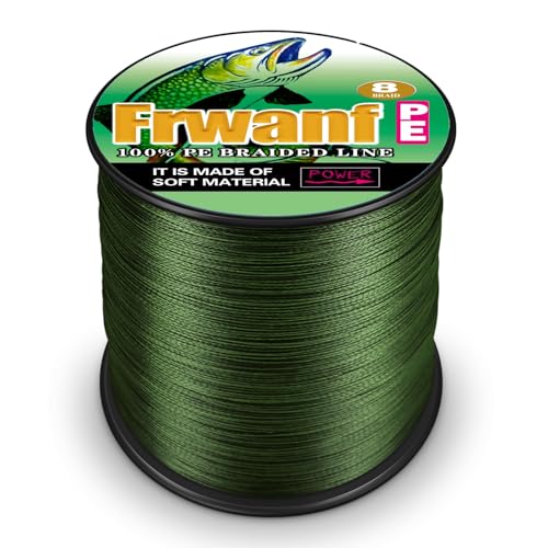 FRWANF 8 Strand Braided Fishing Line - Colorfast - Zero Stretch - High Strength - Abrasion Resistant Braided Line - Thousands of Choices in 9 Colors - Professional Performance in Salt or Fresh Water
