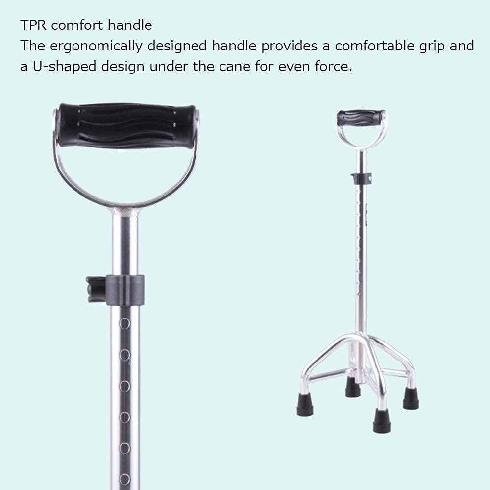 Andador para Ancianos,Aluminio de Cuatro Patas, bastón de Trekking de Metal Antideslizante Duradero para Exteriores, Andador liviano de Altura Ajustable, Ayuda para Caminar, muletas para ANC