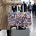 Goftvu American Flag Bald Eagle Large Quilted Duffle Bag for Women, Weekender Travel Bag Carry On Overnight Gym Dance Tote Bag with Zipper Pockets