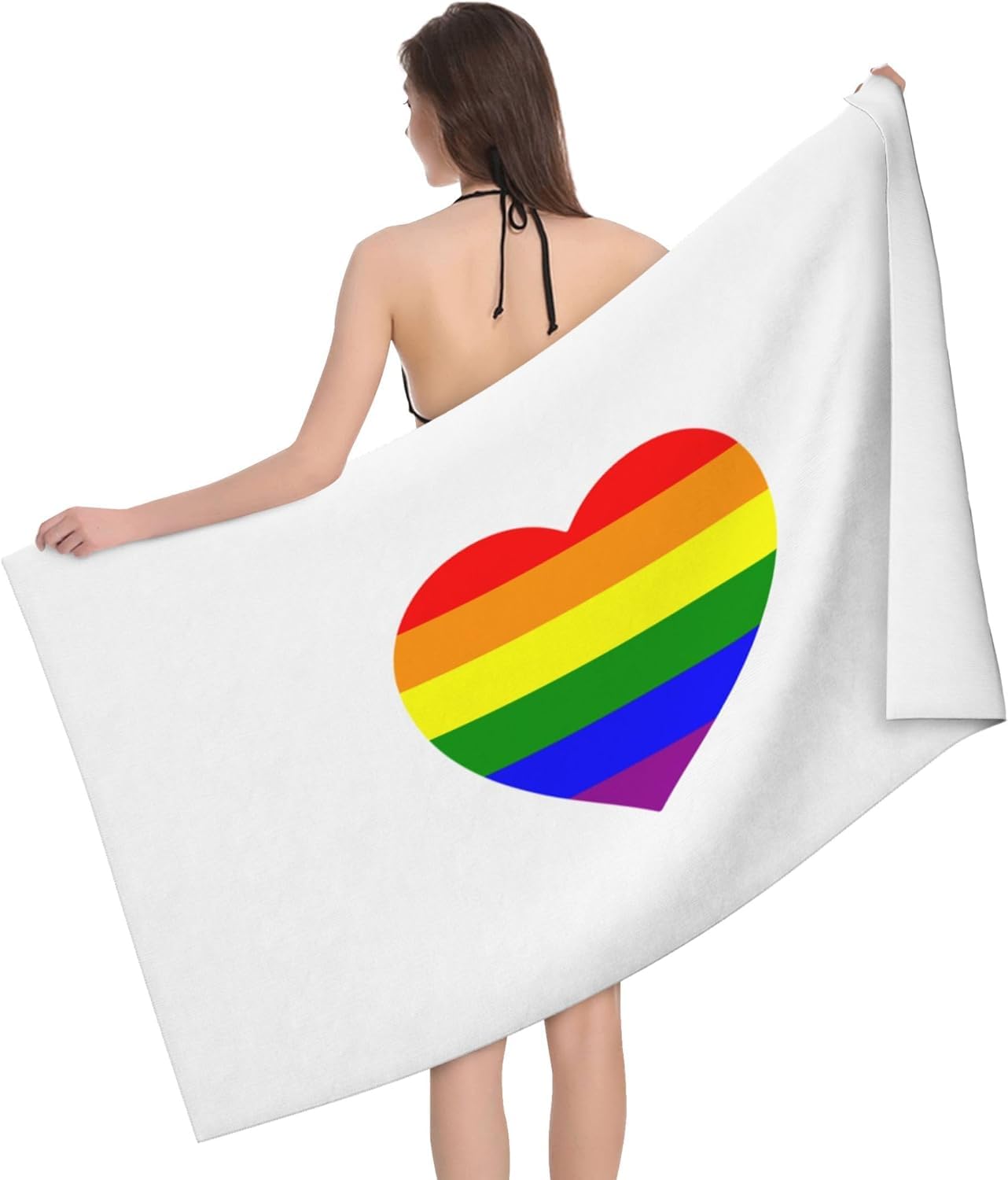 HLBSDM LGBT Gay Pride Flag 52 x 32 in Microfiber Beach Towel Swimming Pool Bath Super Big Throw Towel