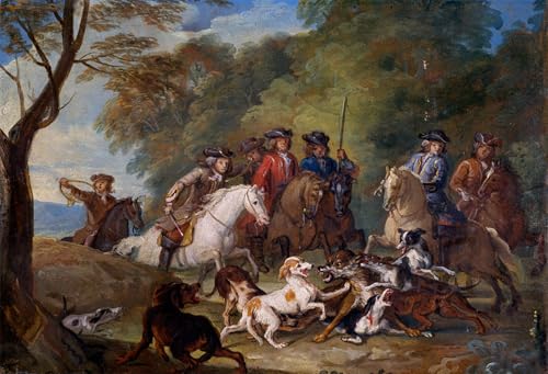 Art Desportes Étude pour la chasse grand tableau animaux de 60x90cm