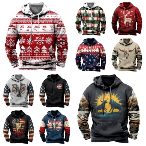 MARSVOVO Patriotic Western Hoodies for Men Country Hooded Sweatshirt Vintage Eagle Skull Flag Print Fall Oversized Shirt4