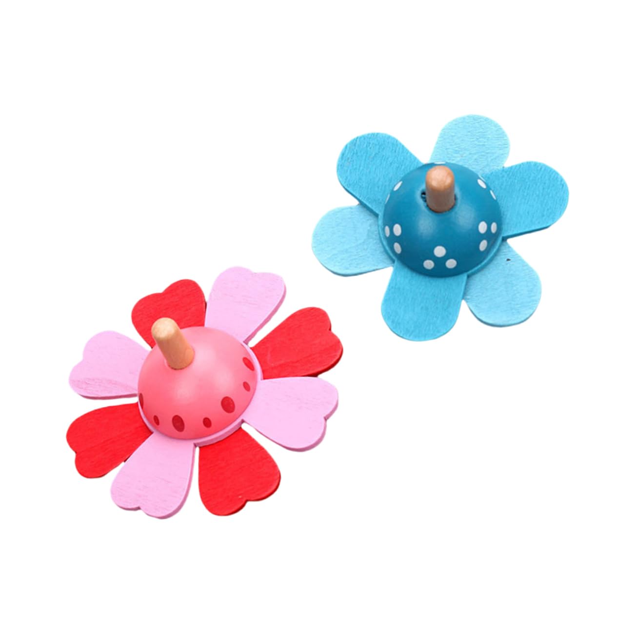 BRIGHTFUFU Educational Boys and Girls Toy Set 2pcs Wooden Rotating Gyro Bright and Fun Cognitive Development Toy