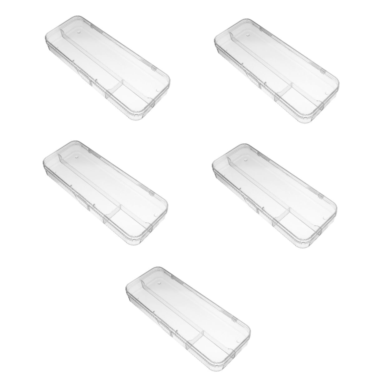 SHINEOFI 5pezzi Pencil Box Trasparente Per Cancelleria Organizer Impilabile Per Matite e Penne Per Scuola Ufficio e Casa Capacità e Design Compatto
