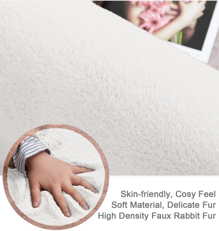 Image of Rabbit Fur Area Rug 6x8 Ft | Super Soft Plush Carpet with Anti-Slip Backing | Washable Luxury Rug for Bedroom, Living Room & Home Decor
