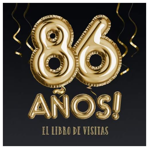 86 años - El libro de visitas: Decoración para el 86 cumpleaños – Regalos para hombre y mujer - 86 años - Edición Globos Oro Negro - Libro de firmas para felicitaciones y fotos de los invitados