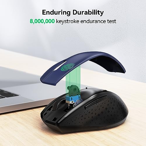 Image of TECKNET Wireless Mouse, 2.4G USB Computer Mouse with 6-Level Adjustable 4800 DPI, 30 Months Battery, Ergonomic Grips, 6 Buttons Portable for PC, Chromebook, Mac - Blue