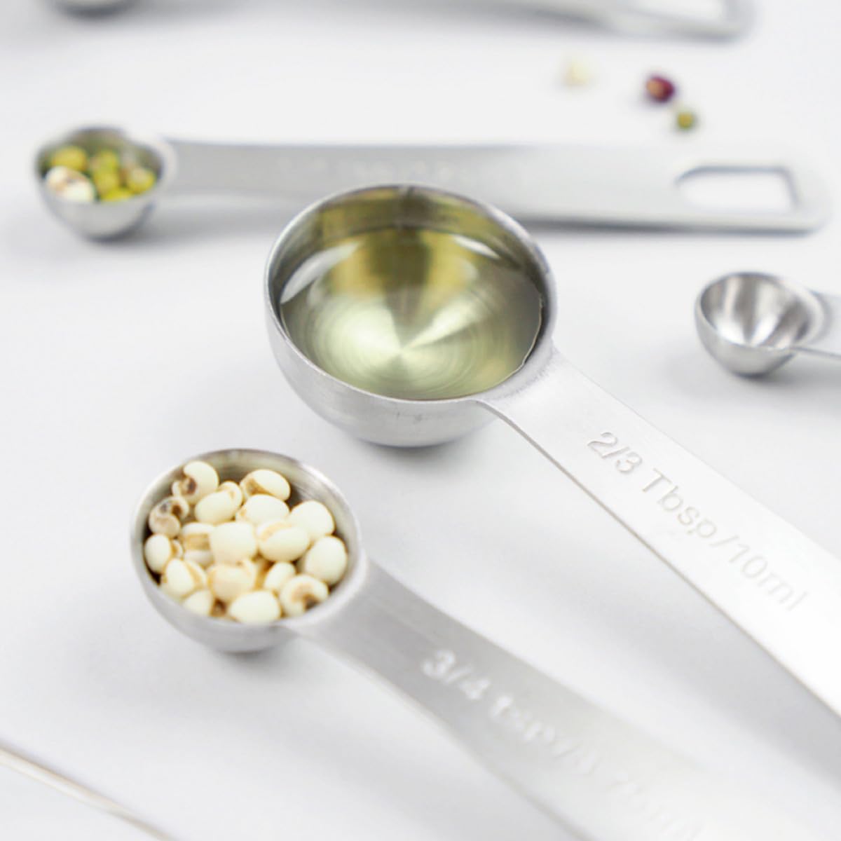 Juego de Cucharas Medidoras Convenientes para Almacenar y Transportar 11 Piezas Redondas de Acero Inoxidable Plateadas para Utensilios de Cocina