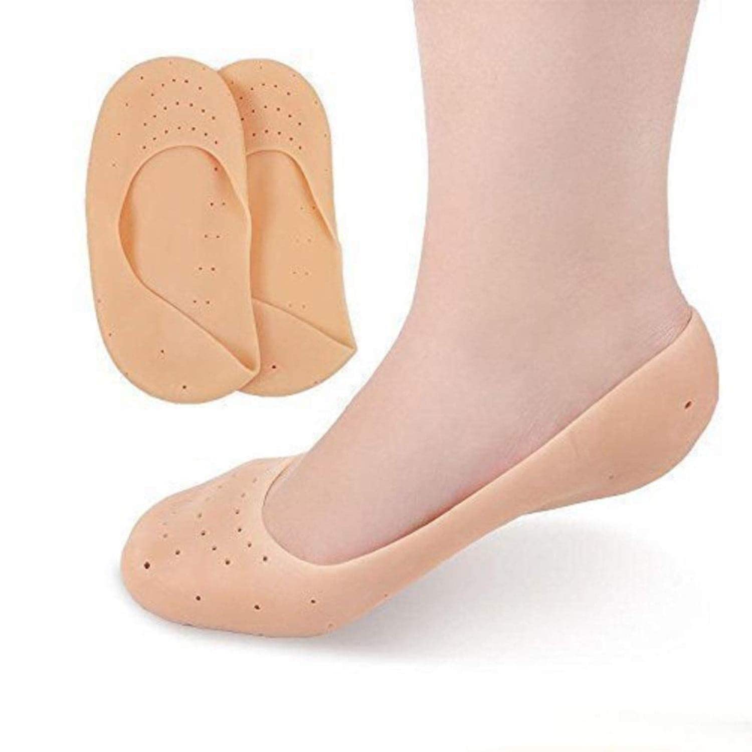 NMS TRADERS nti Crack Full Length Silicone Foot Protector Moisturizing Socks for Foot-Care and Heel Cracks,socks for cracked feet,heel pad for heel pain,anti crack heel socks (FULL HEEL)