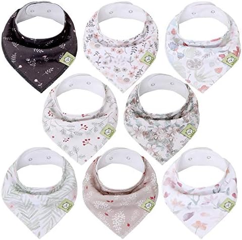 8-Pack Organic Baby Bandana Drool Bibs for Girls - Super Absorbent Baby Bibs for Baby Girls, Baby Boys, Soft Cotton Bandana Bibs, Baby Drool Bib, Teething Bibs for Infant, Toddler, Bib Girl (Bloom)