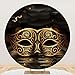Yeele 5x5ft Mardi Gras Round Backdrop Cover Carnival Masquerade Glossy Golden Mask Dark Retro Floor Stage Photography Background for Birthday Dance Prom Party Decorations Banner Photo Booth Props