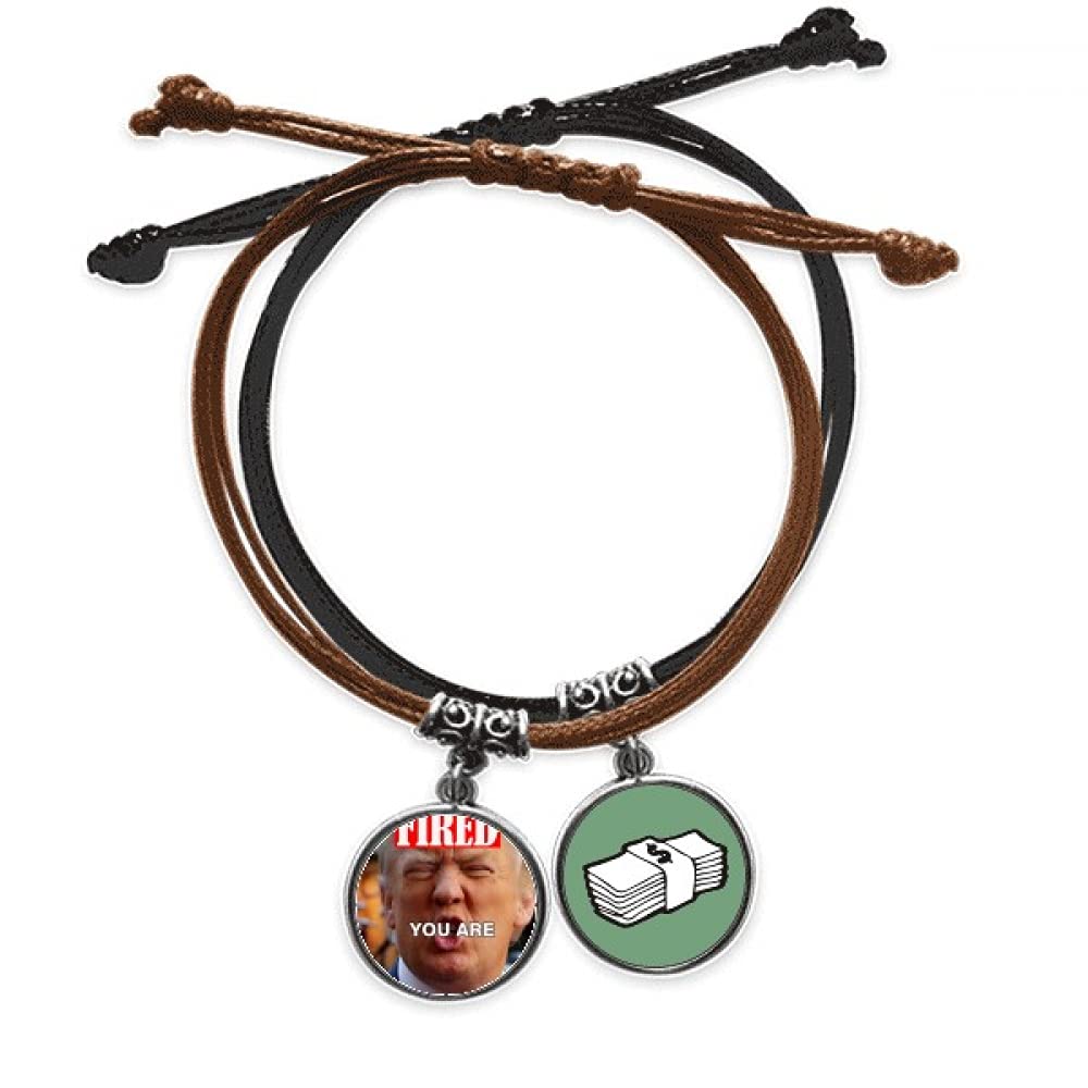 Pulsera de cuero de Trump enojado pulsera de cuerda de mano con motivo de dinero 3