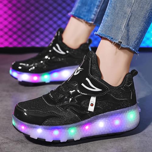 Image of Kids LED Roller Shoes Casual Skating Shoes with Double Wheels for Boys Girls 21cm