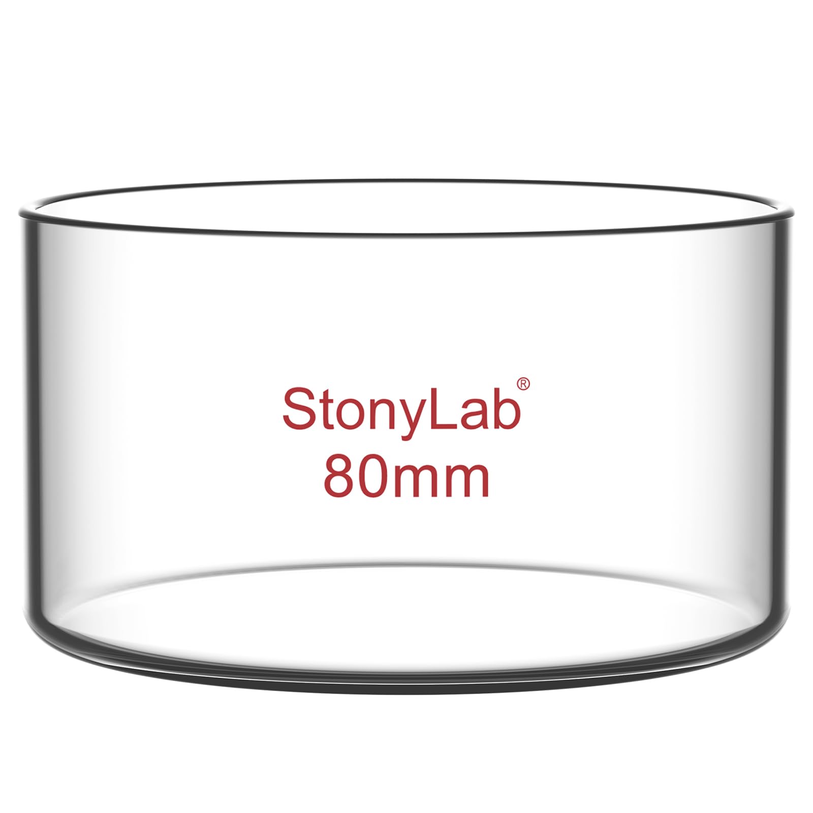 stonylab Crystallizing Dish, Thick-Wall High Borosilicate Glass Crystallizing Dishes for Crystallization and Evaporation Lab Glassware, Flat Bottom, No Spout, O.D. 80 mm, 100 ml