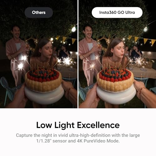 Image of Insta360 GO Ultra - Small 4K Vlogging Camera, Hands-Free, POV Cam, 1 /1.28 inch Sensor, 53g Lightweight, 156 FOV, 200 Min Battery Life, Magnetic Wearable Action Camera for Sports, Vlog