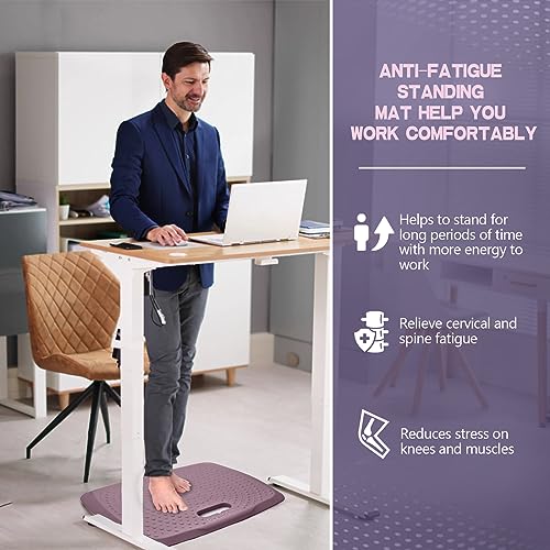 Image of 3 /4 inch Thick Premium Anti Fatigue Mat with Massage Points, Ideal Standing Pad for Office & Home, Perfect Standing Desk Mat with Handle, Comfort Kitchen Floor Mat (Purple, 17 inch x 22 inch)