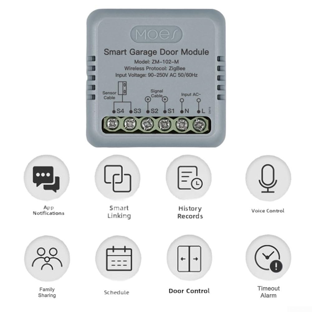 Ouvre-Porte de Garage Connecté Wi-FI, pour Smart Home Switch pour ZigBee pour Alexa pour Tuya, Smart Switch App Minuteur Commutateurs vocaux on/Off