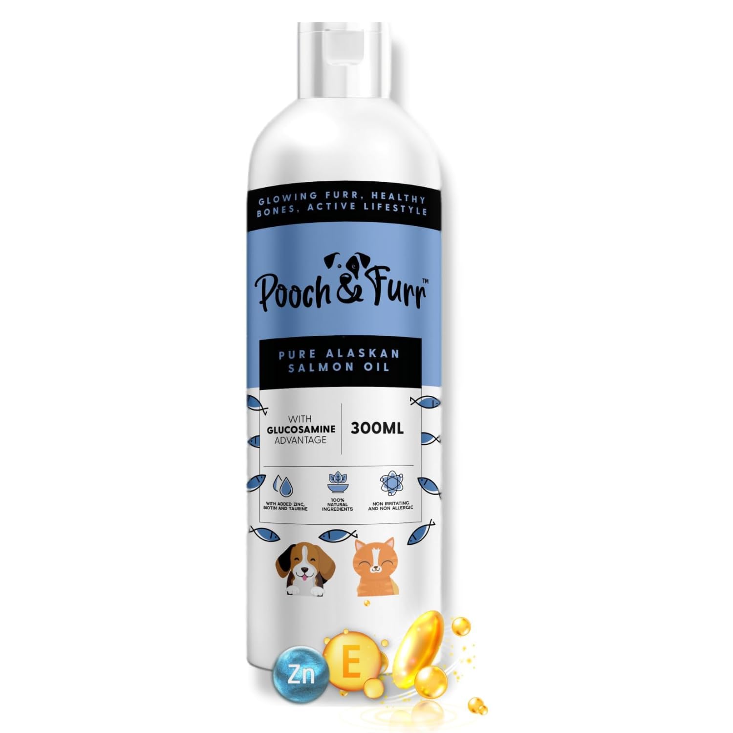 POOCH & FURR (300 ml) Omega 3 + 6 + 9 Alaskan Salmon Fish Oil with Vitamins, Minerals, Biotin, Taurine with Glucosamine Advantage Formula for Dogs & Cats (B0CNTBXPM3) Amazon Price History, Amazon Price Tracker