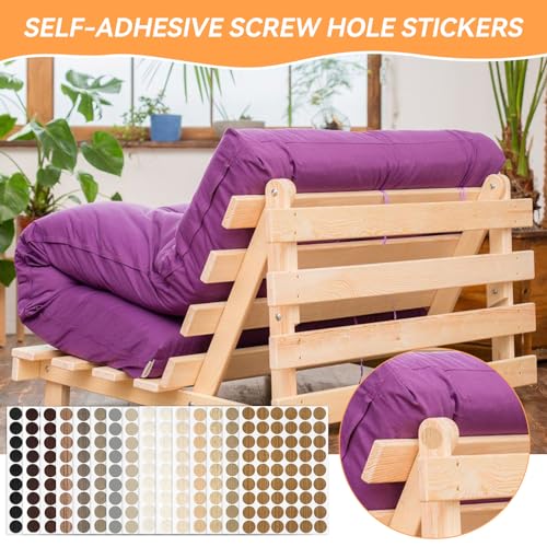 GUOYIHUA 16 Blatt Schraubenloch Aufkleber, Ø21MM Selbstklebend Schraubenabdeckung, 864 Stück Abdeckkappen für Bohrlöcher, Holztextur Möbel Schraubenloch Abdeckkappen Aufkleber (16 Farben)