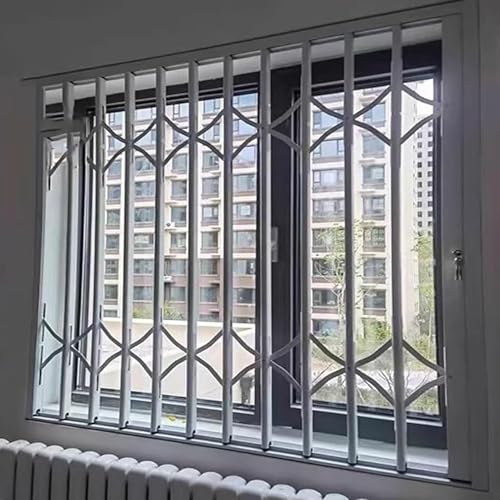 Abschließbares Metall-Sicherheitsgitter für Schuppen und Dachbodenfenster, faltbare Einbruchstangen, graues Fenster, Barrikaden-Set, 91 cm – Sicherheitsschutz für verbesserten Schutz