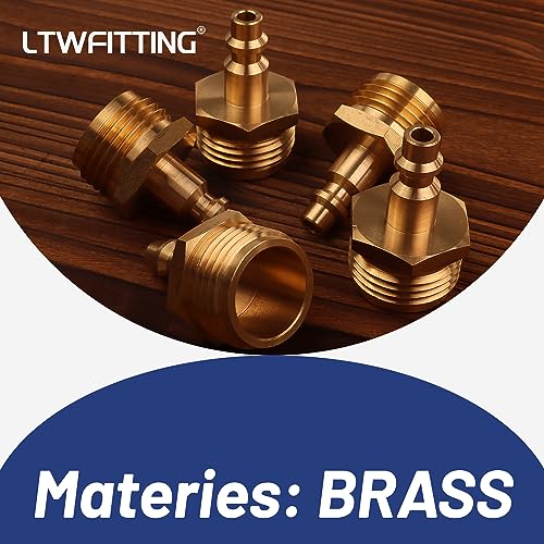 Image of LTWFITTING Brass 1 /4-Inch Quick Connect 3 /4-Inch GHT Garden Hose Faucet Blow Out Plug for Hose RV Gas Supply (Pack of 2)