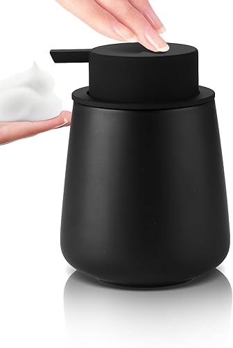 Dispensador de jabón Dispensador de jabón de mano de cerámica para baño, dispensador de jabón líquido recargable de 12 onzas con bomba extraíble