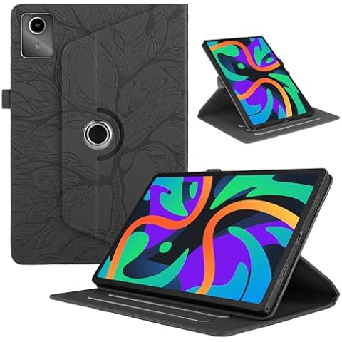TIPOYOROO Rotating Case for Lenovo Tab M11 / Tab K11 LTE 11 Inch 2024 (TB330FU) PU Leather 360° Degree Rotation Multi-Angle Cover Lightweight swiveling Flip Stand with Pen Holder-Black Cover