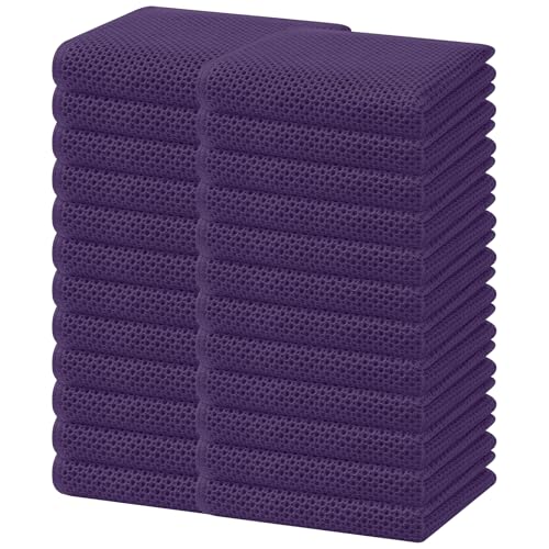 Image of Homaxy 100% Cotton Waffle Weave Kitchen Dish Towels, Ultra Soft Absorbent Quick Drying Cleaning Towel, 13 x 28 Inches, 24-Pack, Eggplant