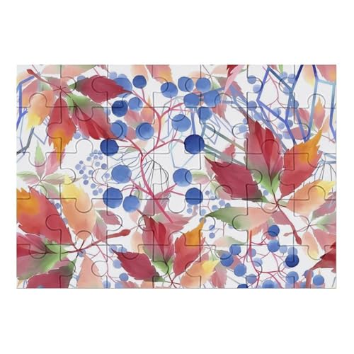 葉2 木製パズル パズル 娯楽 知育玩具 ストレス軽減 減圧 ジグソーパズル 装飾 室内装飾 壁飾り 誕生日プレゼント 初心者向け 子供 大人 35 PCS