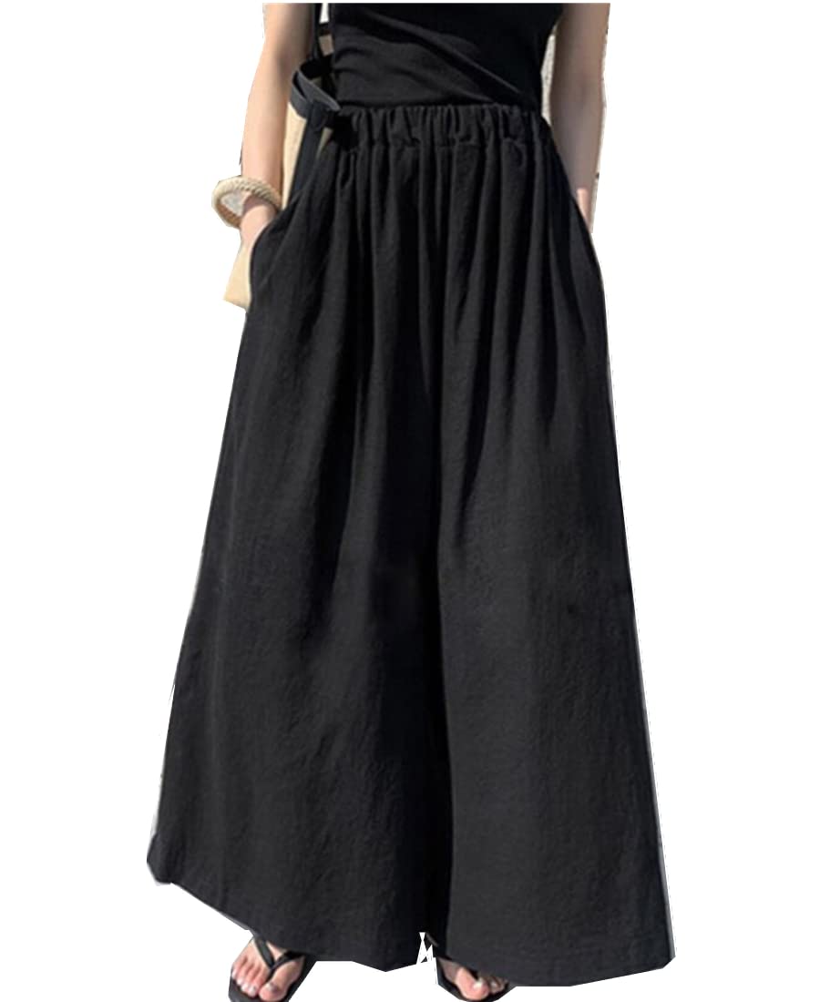 KKAERDIYA Asakusa trousers skirt long summer ladies uniform wide casual pocket long pants Womens pants Black