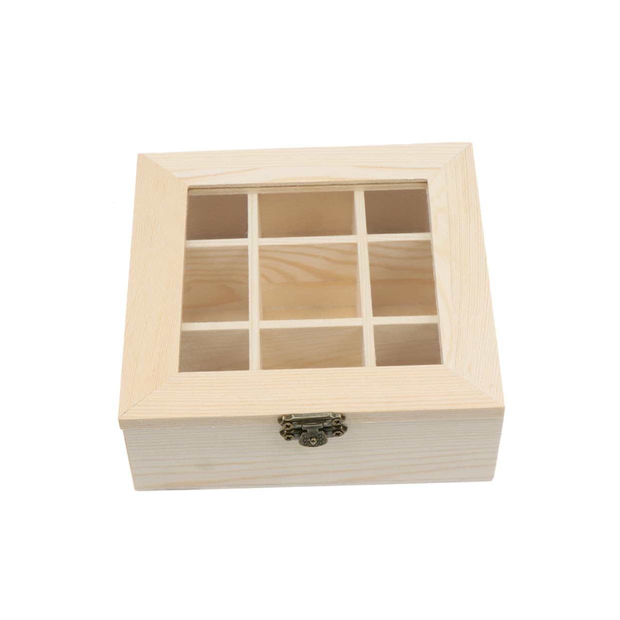 Ciieeo Elegant Wooden Tea Box Organizer with Glass Window Compartment Coffee Storage Box for Home Restaurant Use Design Tea Bag Display Chest