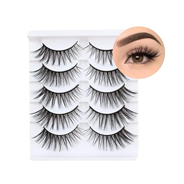 Glowing Win Falsche Wimpern Natürlich Look Fake Lashes 3D Künstliche Wimpern 5 Paar Wispy Lashes Nerzwimpern… – Bild 8