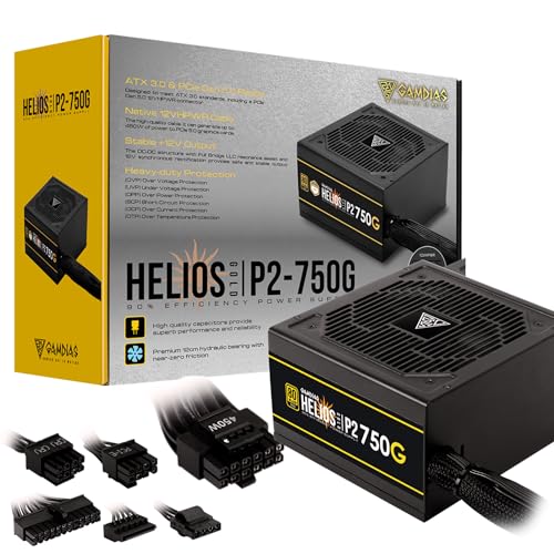 Image of GAMDIAS PCIe 5.1 & ATX3.1 Gold 750W Power Supply for GeForce RTX 5000 /4000 /3000 Series, 750W Fully Modular ATX 80 Plus Gold Computer PSU for Gaming PC Desktops, Low-Noise Fan, Helios P2-750G