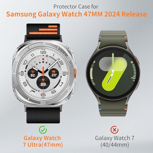 AMANECER Rugged PC Case Compatible with Galaxy Watch Ultra/Ultra 2025, Anti-Scratch Metal Bezel Ring for Samsung Watch 47MM, Stylish Armor Bumper Cover Protector of Smartwatch Accessory- Silver - image 2