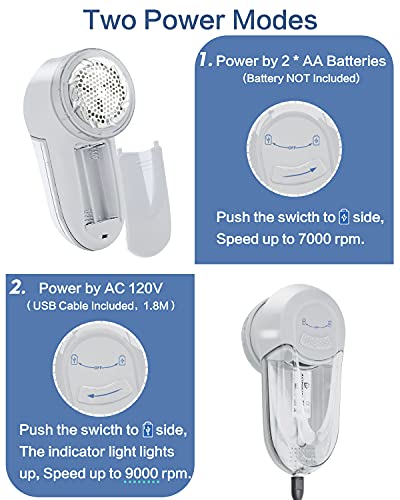 Jueyingbaili Fabric Lint Shaver - Fuzz Remover, With 3 Shave Heights, Battery Operated, Ac120V Electric Sweater Shaver, Gray - Remove Clothes Fuzz, Lint Balls, Pills, Bobbles. #TOP4