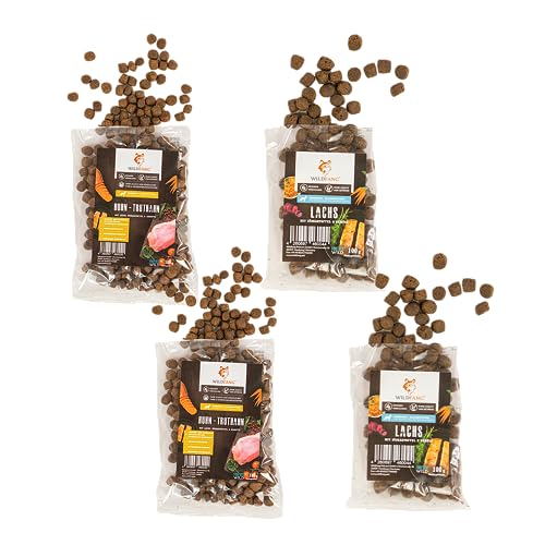 Wildfang® Paket Willkommen Wegbegleiter - kleine Hunde| Welpe |Starterset für Welpen, Welpenbox, getreidefreie Proben Trockenfutter, Lederknochen, Hartkäse Probierset, Kaffeeholz Kaustab