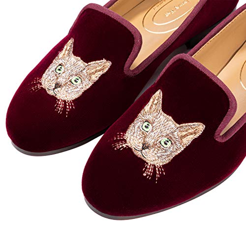 Image of Journey West Women's Velvet Loafer Flat with Embroidery Velvet Slippers