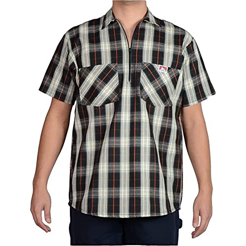Amazon.com: Ben Davis Men's Short Sleeve Plaid Half-Zip Work Shirt