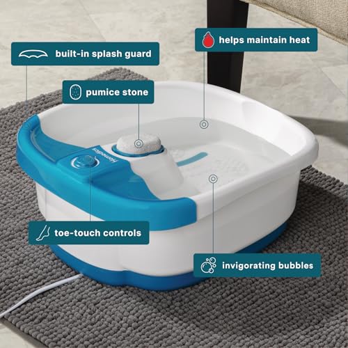 HoMedics Bubble Mate Foot Spa, Toe Touch Controlled Foot Bath with Invigorating Bubbles and Splash Proof, Raised Massage nodes and Removable Pumice Stone - Image 5