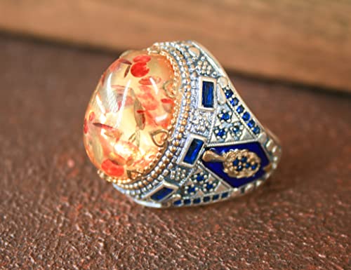 Amber Stone Ring,Silver 925K Mens Ring,Handmade Ring,Jewelry Gift For Him An Her #TOP6