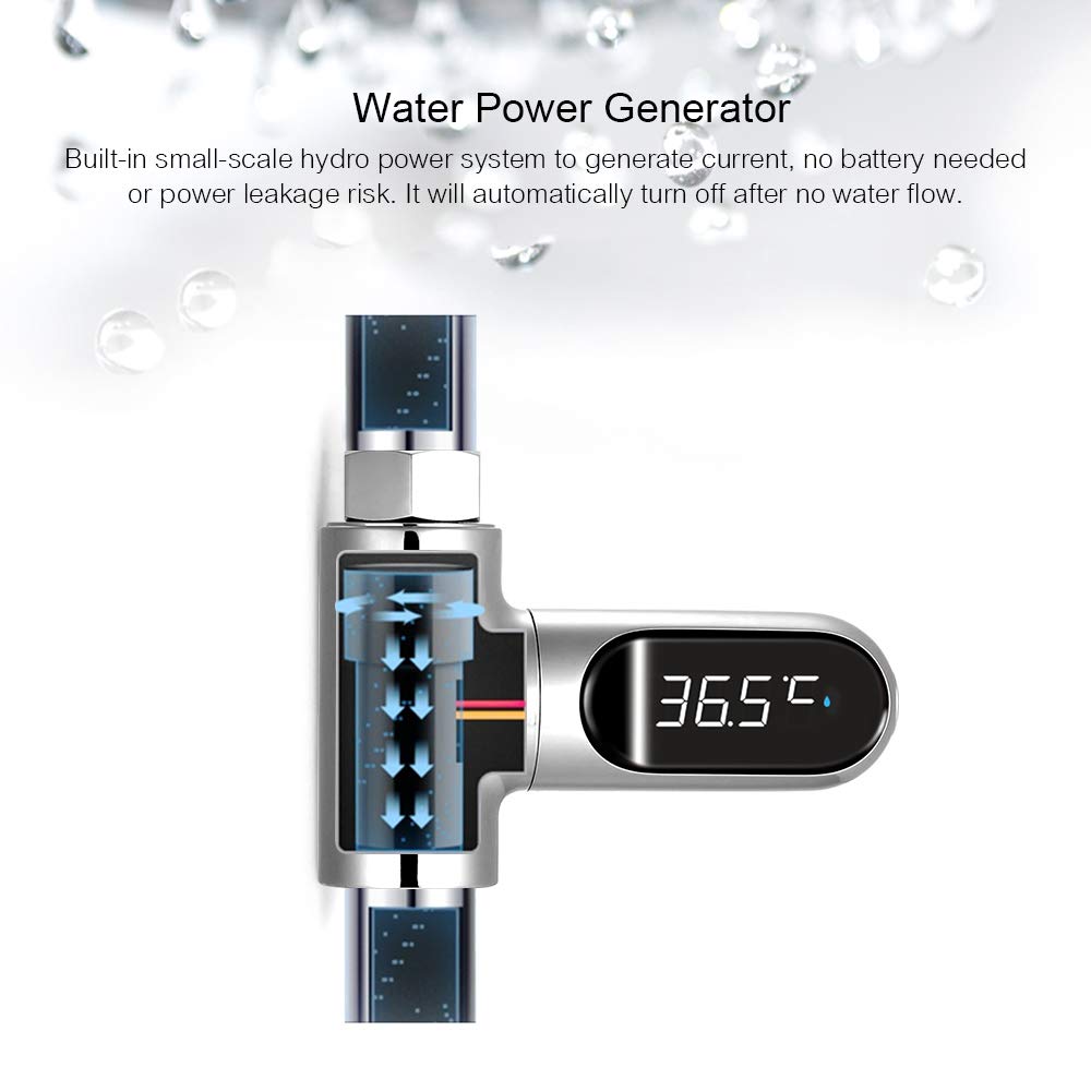 Display Digitale della Temperatura della Doccia a LED 0~100 ℃ Termometro per Acqua da Bagno per Bambini Display Celsius/Fahrenheit Schermo Rotante a 360 ° per Cucina Domestica Bagno Termomet