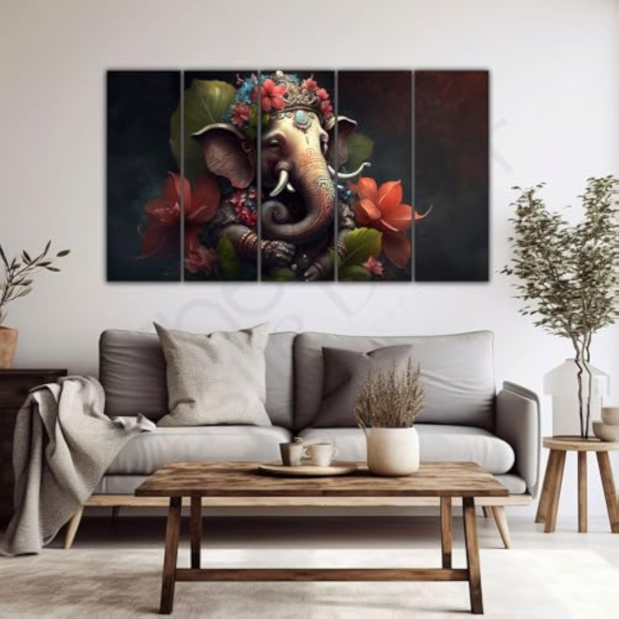 Lord Ganesha Painting with Frame Big Size for Living Room