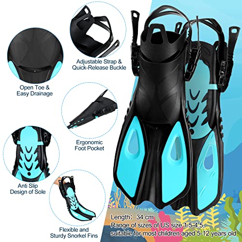 Moukeren DY-MOUKEREN-2864556 2 Pcs Full Face Snorkel Mask For Kids With Adjustable Dive Fins 180 Degree Panoramic View Shark Snorkeling Mask For Kids Snorkeling Gear Diving Fins Flippers For Children Boys Girls thumb #4