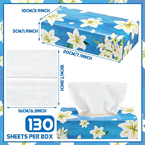 12 Packs 1560 Sheets Soft Facial Tissues Box Facial Tissues Four Patterns Box Tissues 2 Ply 130 Sheets Each Box Household Facial Tissues Fit For Bathroom Kitchen (Beautiful Lily) #TOP2