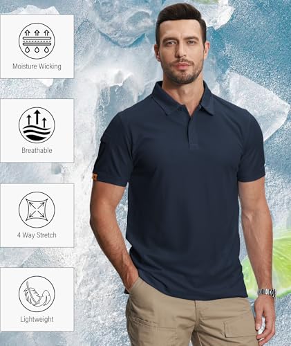 Image of ZITY 5 Pack Mens Polo Shirt Short Sleeve Sports Golf Tennis T-Shirt Moisture-Wicking Summer Shirts
